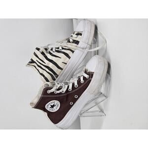 Converse All Star High-Top Sneakers - Unique Zebra and Brown Pair